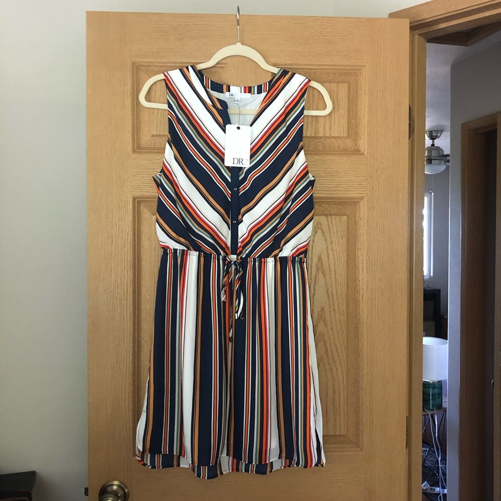 Striped dress w/ drawstring - Size M